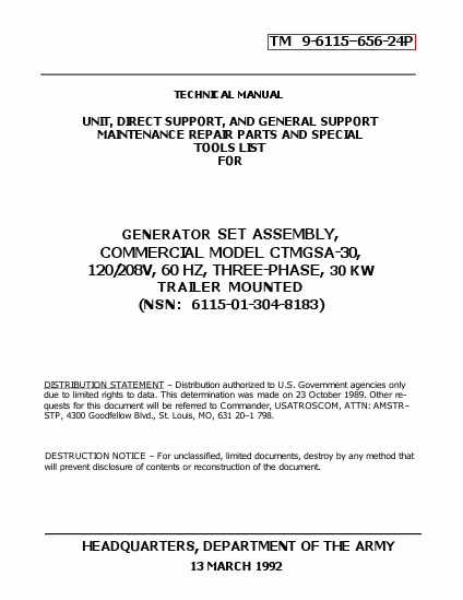 TM 9-6115-656-24P Technical Manual